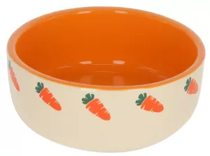 Keramická miska s mrkvičkami 750 ml / průměr 14,5cm pro více králíků a morčat