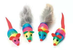 Nylon myš duhová 5cm s Catnipem